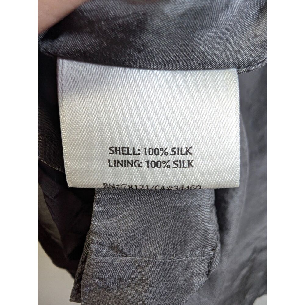 Eileen Fisher Habutai Silk Tunic Top Bark Gray Rosette Petite Small Quiet Luxury - Picture 4 of 7